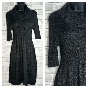 NWT Nine West Black Silver Shimmer Sweater Dress Size Large, Sparkle